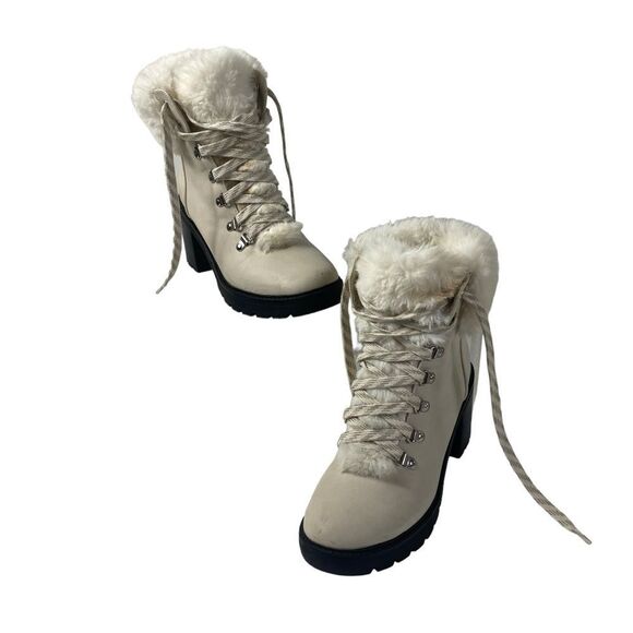 ESPRIT 7.5 winter platform boots with chunky heel, winter white fur trim - Picture 4 of 7